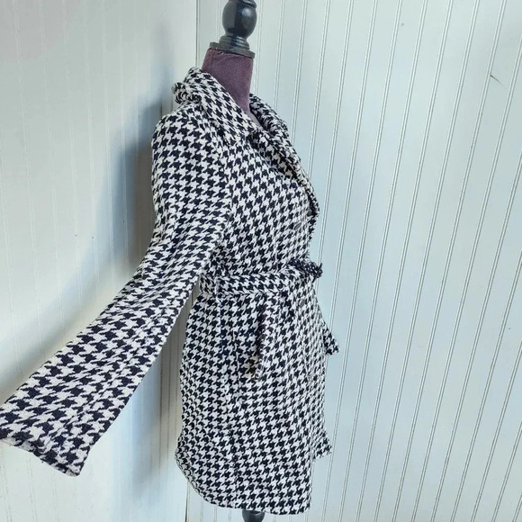AliceBlue Houndstooth Black Ivory Woven Double-Breasted Blazer Jacket Unlined XL - Picture 4 of 15
